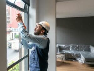 Man Fixing Leaky Window