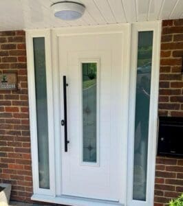 Composite Front Door with Side Panels in White