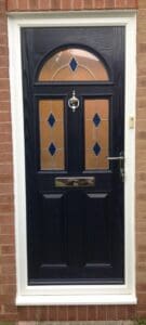 Blue Composite Door with Diamond Pattern