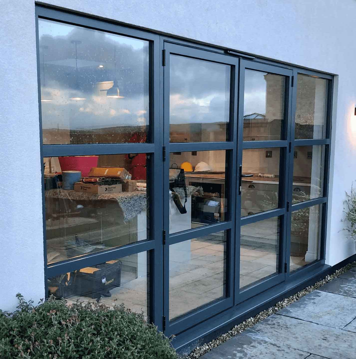 Aluminium french doors with side panels