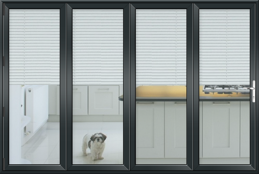 Bifolds with integral blinds anthracite grey