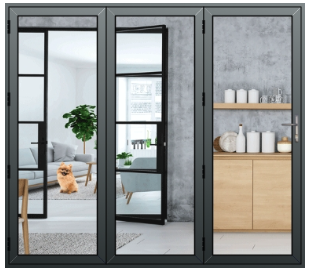 grey trifold doors