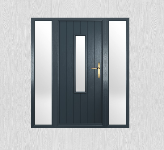 Composite door with two side panels