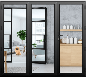 Aluminium French Doors in Black (Left Panel)