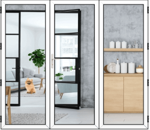 Aluminium French Doors in White (Right Panel)