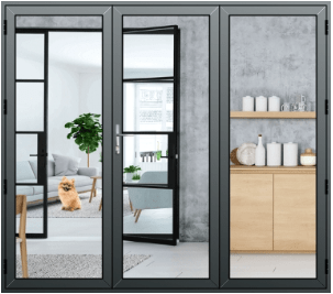 Aluminium French Doors in Anthracite Grey (Right Panel)