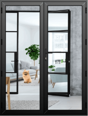 Tilt-and-Turn Aluminium French Doors in Black