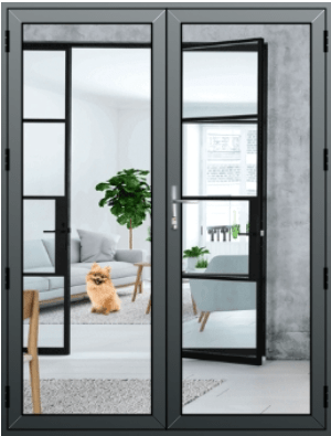 Ultra-slim Aluminium French Doors in Anthracite Grey