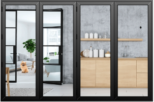 4 Panel Aluminium Patio Doors in Black