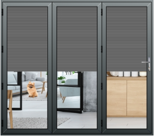 Grey Aluminium Sliding Patio Doors with Integral Blinds