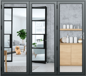 3 Panel Aluminium Sliding Patio Doors in Grey