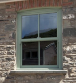 Vertical Sliding Aluminium Windows in Chartwell Green