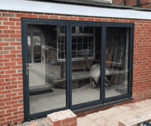 Black Aluminium Bifold Door Installed