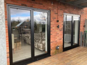 2 Black 2-Panel Aluminium Bifold Doors