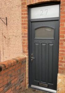 Black Composite Front Door with Top Panel