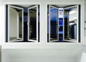 2 White Aluminium Windows