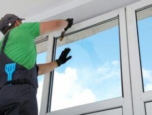 Fitter Installing Double-Glazed Window