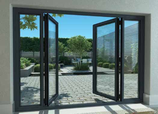 Dark grey or black aluminium french door