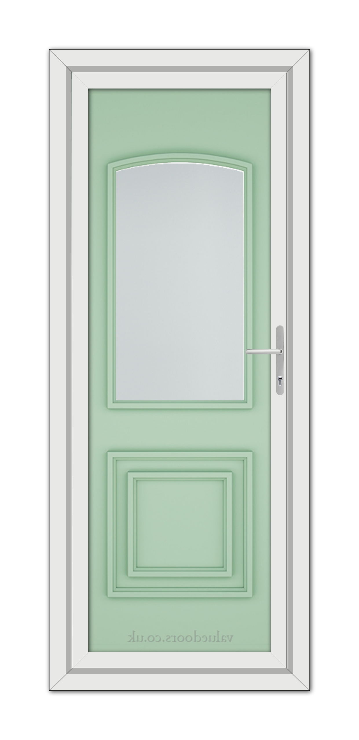 A close-up of a Chartwell Green Balmoral Classic uPVC Door.