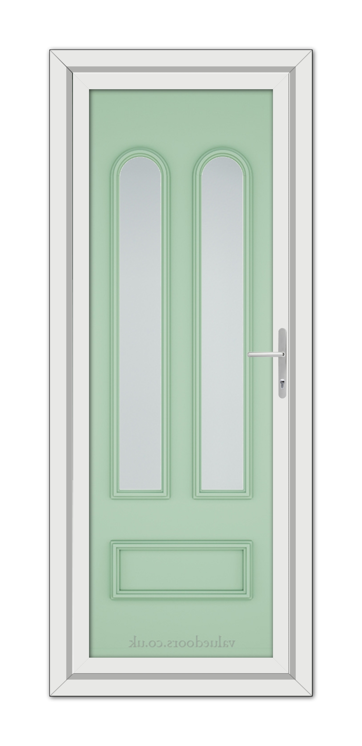 A close-up of a Chartwell Green Madrid uPVC Door.