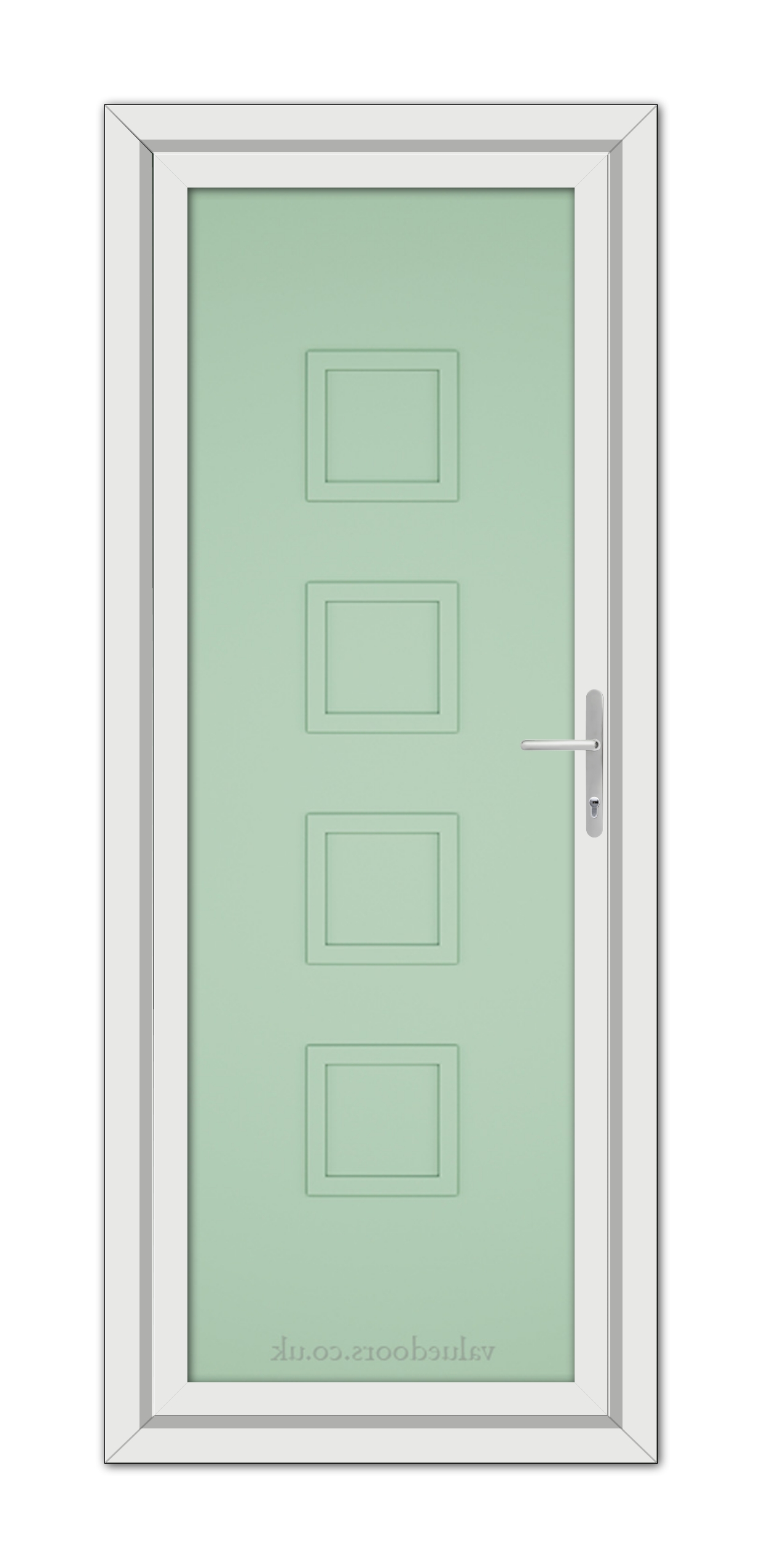 A white door with a Chartwell Green Modern 5034 Solid uPVC Door panel.