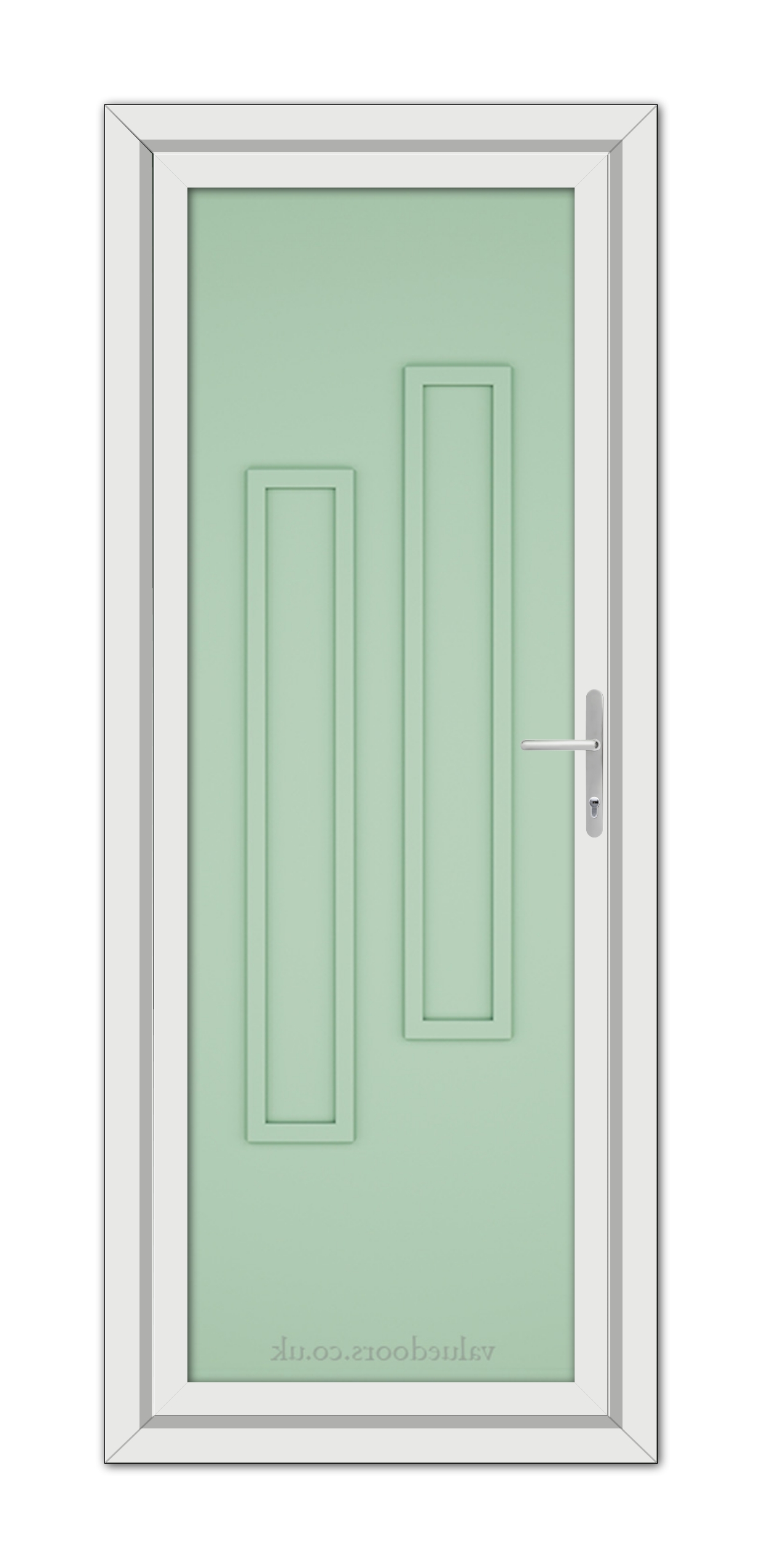 A close-up of a Chartwell Green Modern 5082 Solid uPVC Door.
