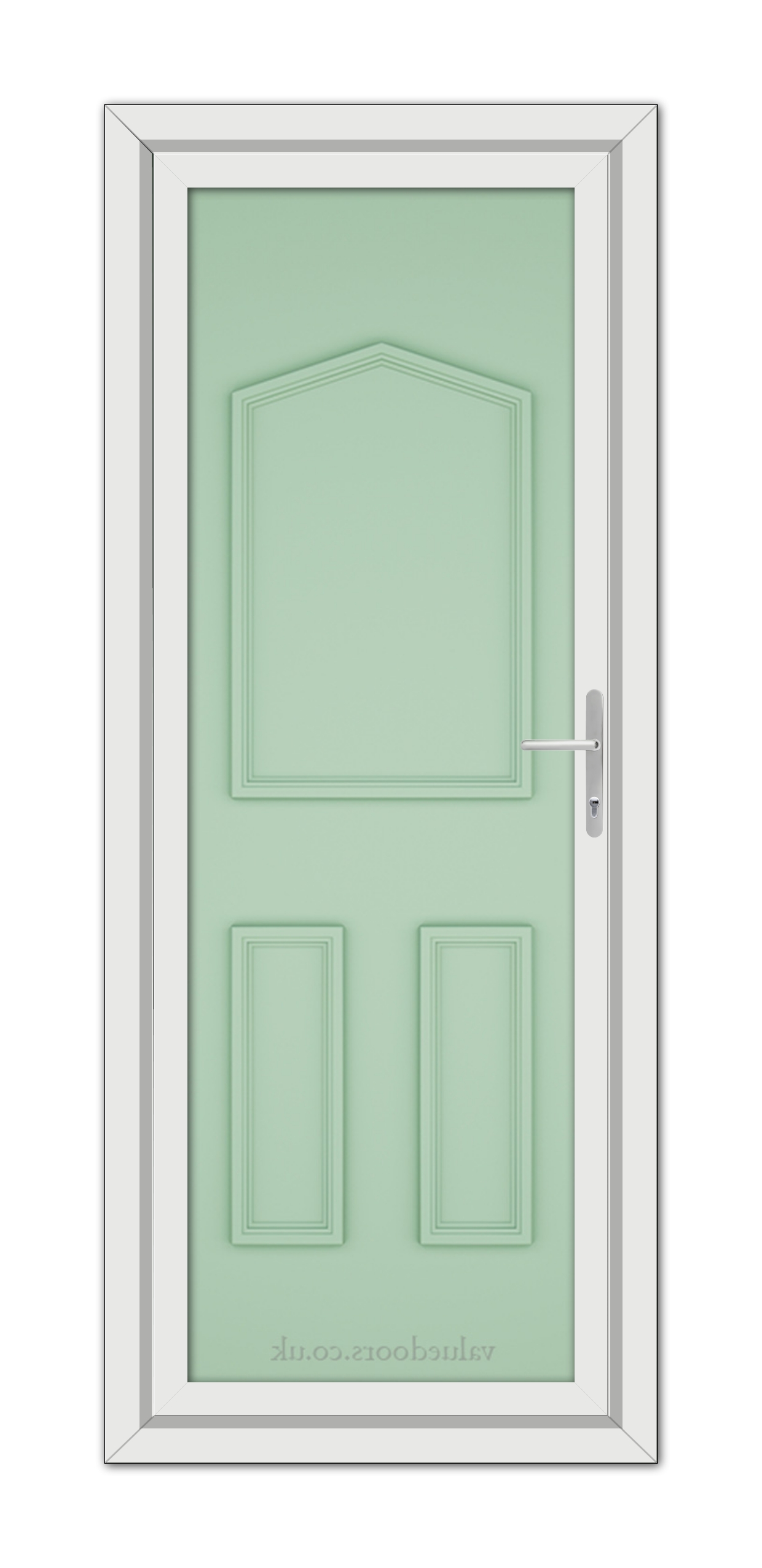 A close-up of a Chartwell Green Oxford Solid uPVC Door.