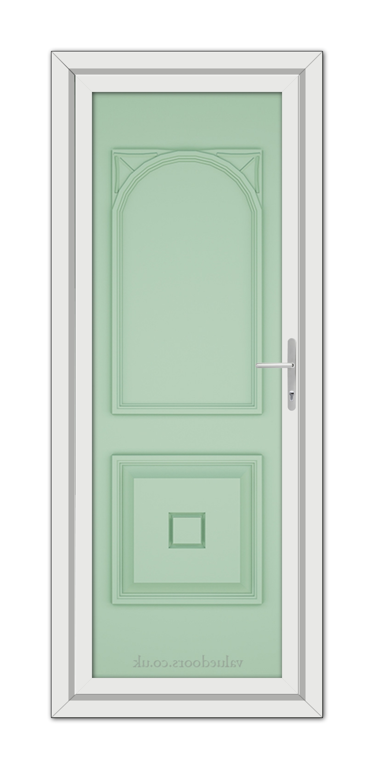 A close-up of a Chartwell Green Reims Solid uPVC Door.