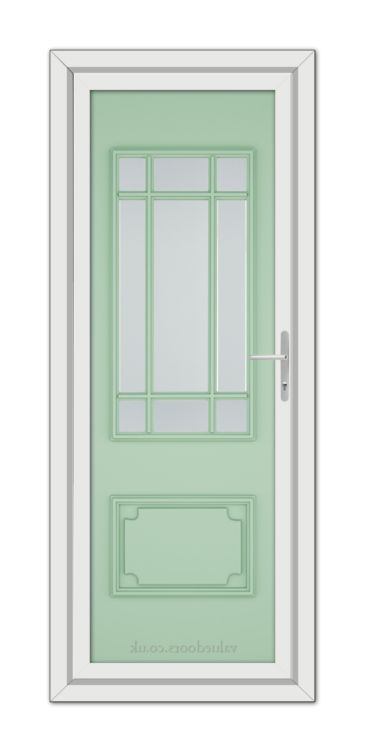 A close-up of a Chartwell Green Seville uPVC Door.