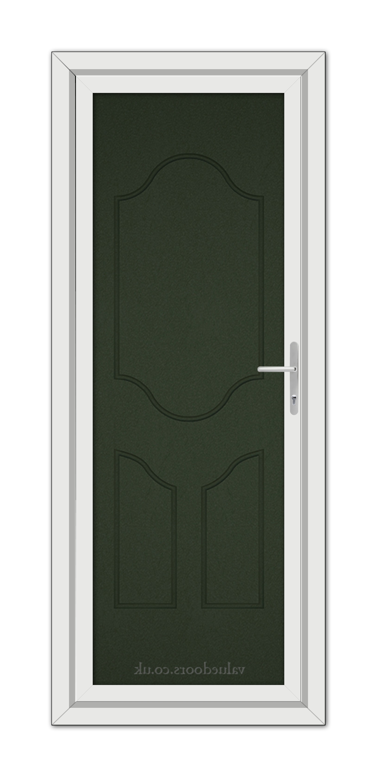A close-up of a Green Althorpe Solid uPVC Door.