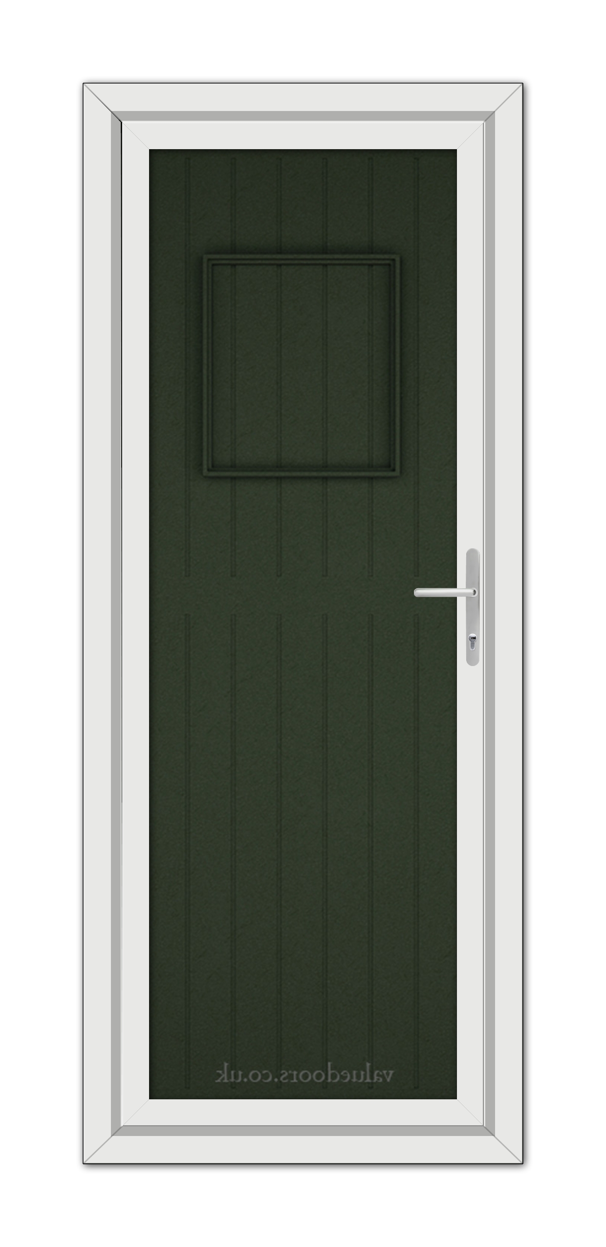 A Green Chatsworth Solid uPVC Door with a white frame.