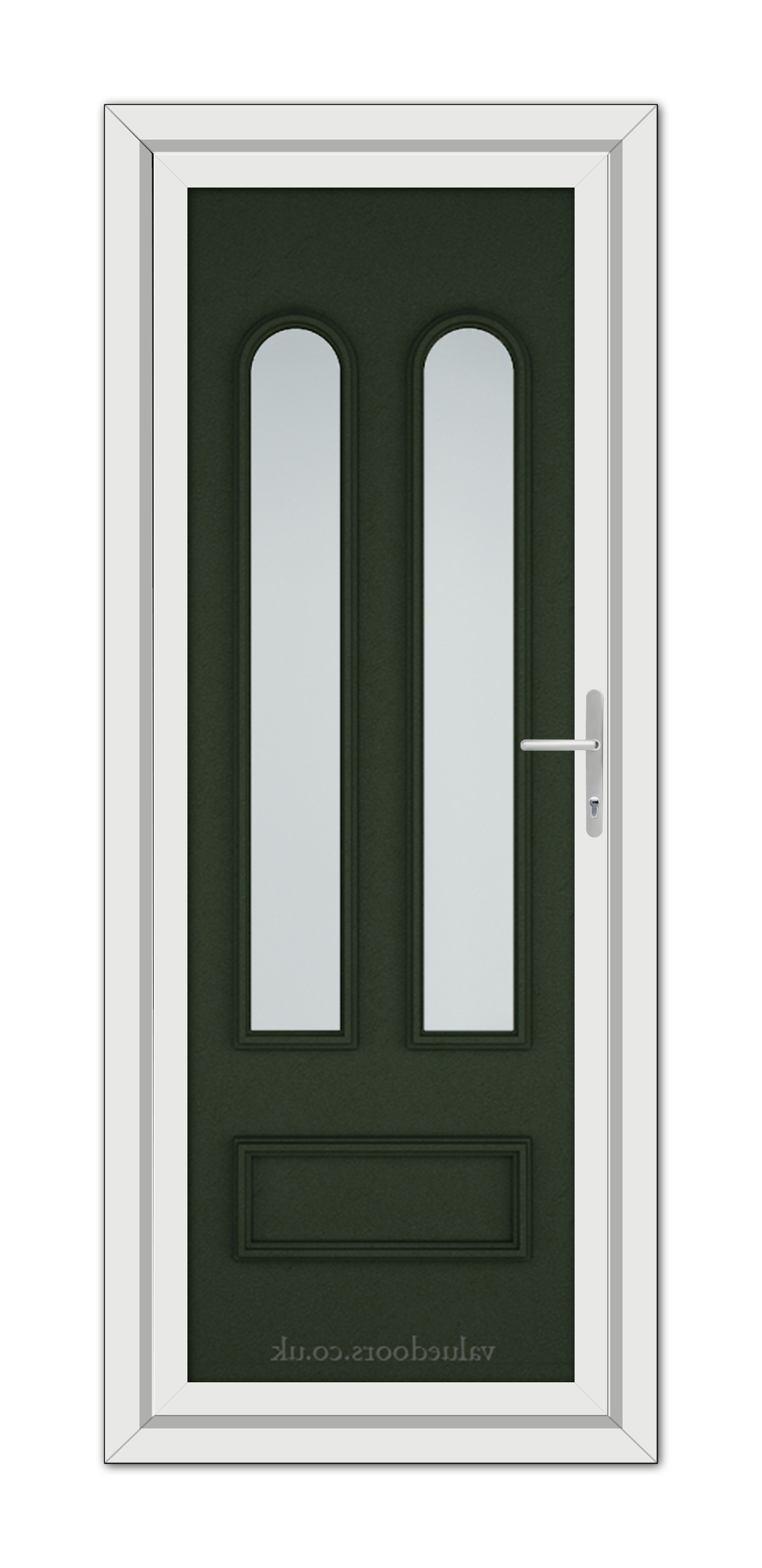 A Green Madrid uPVC Door with glass panels.