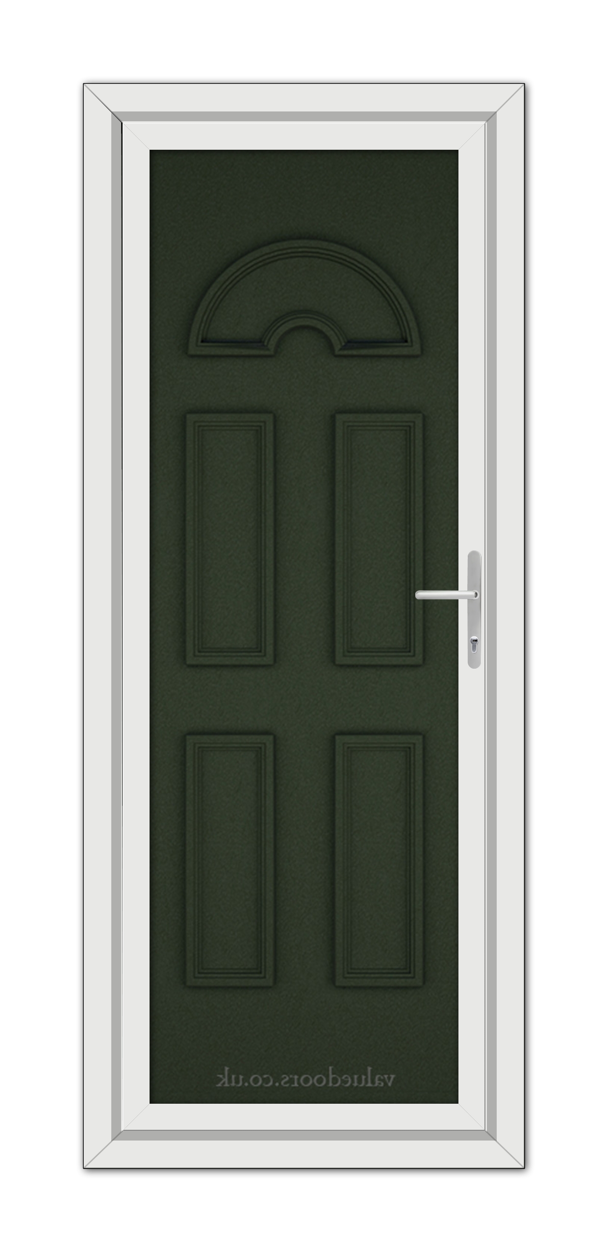 A close-up of a Green Sandringham Solid uPVC Door.