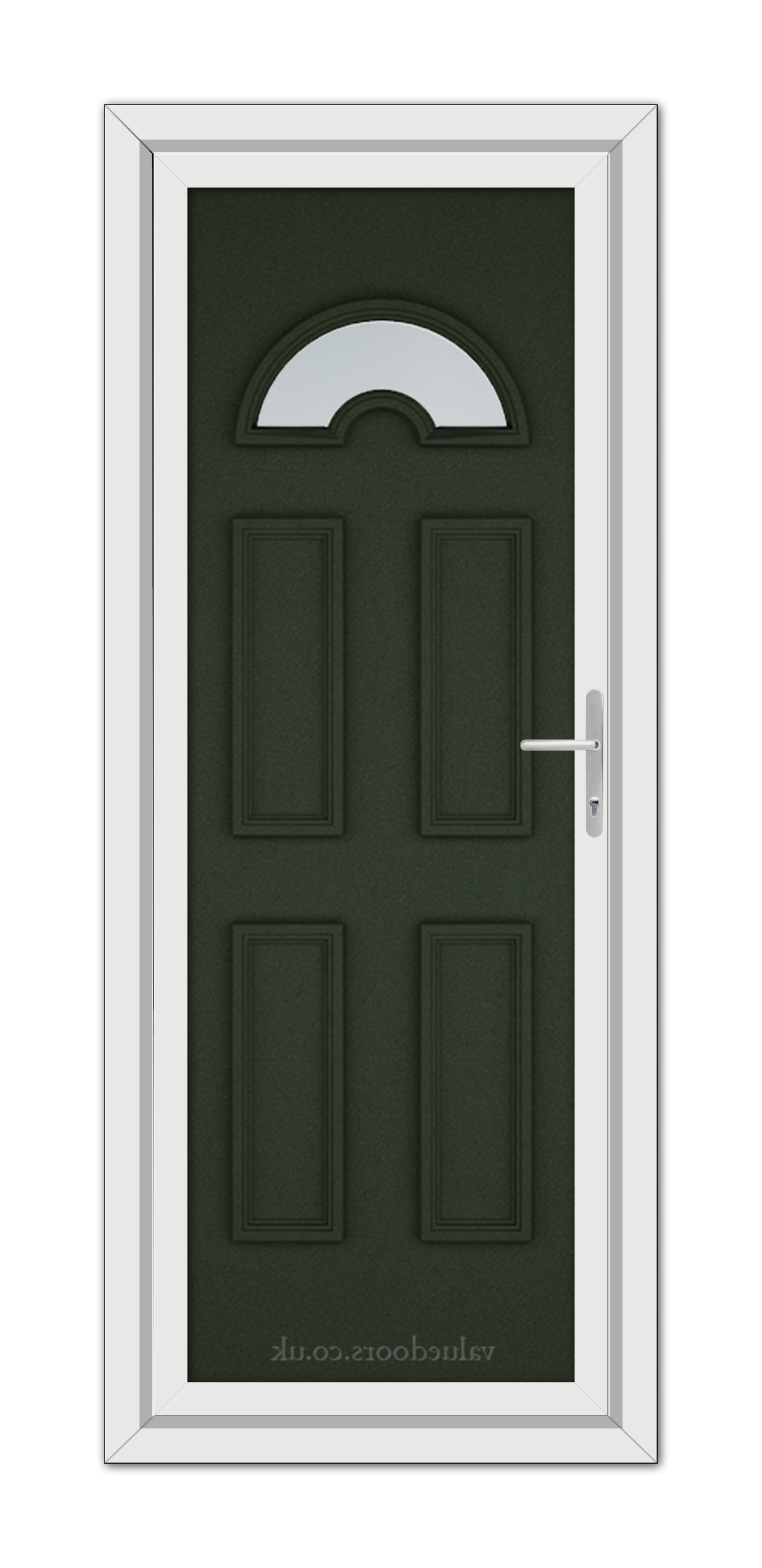 A close-up of a Green Sandringham uPVC Door.