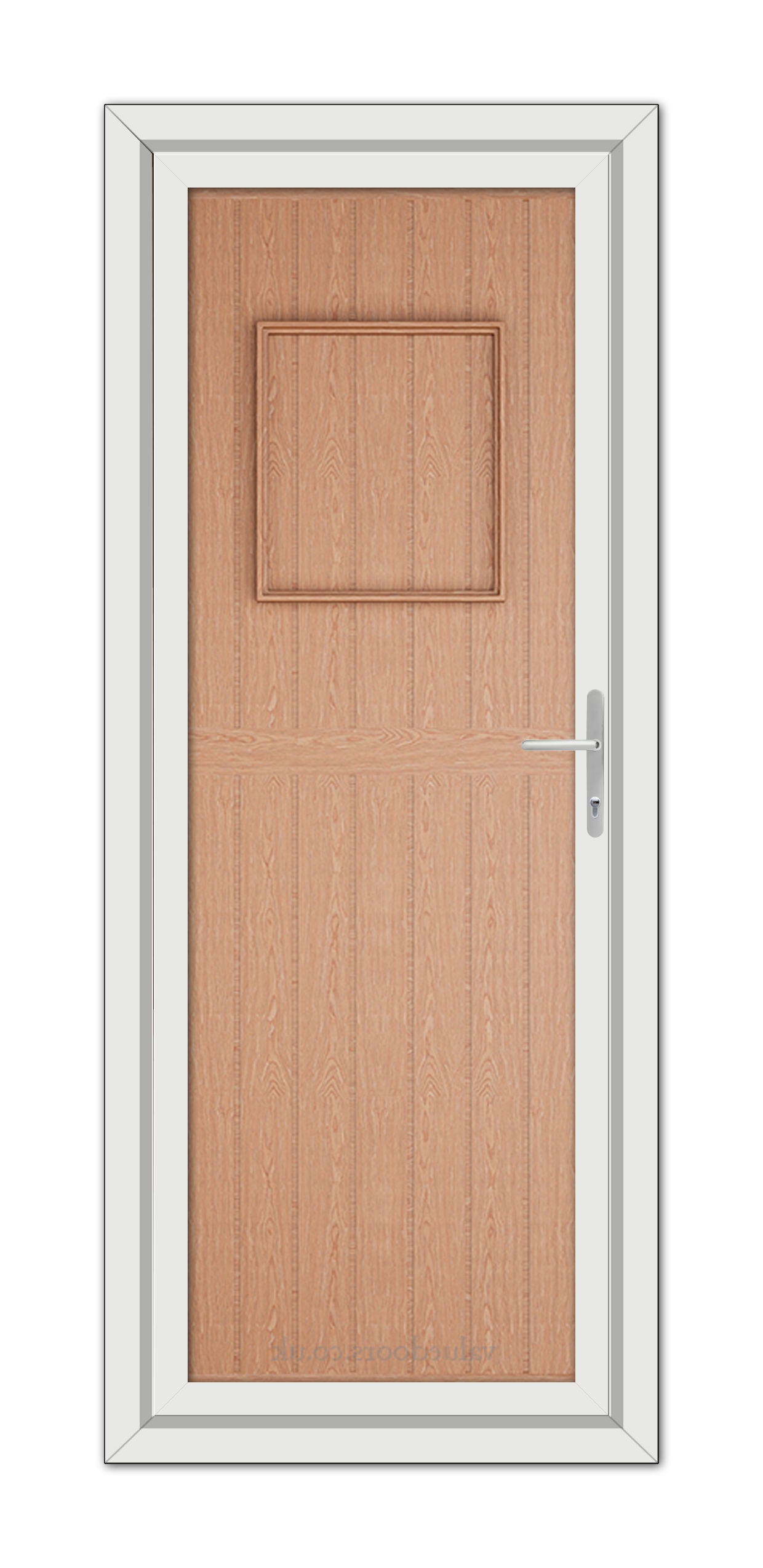 An Irish Oak Chatsworth Solid uPVC door with a square door handle.