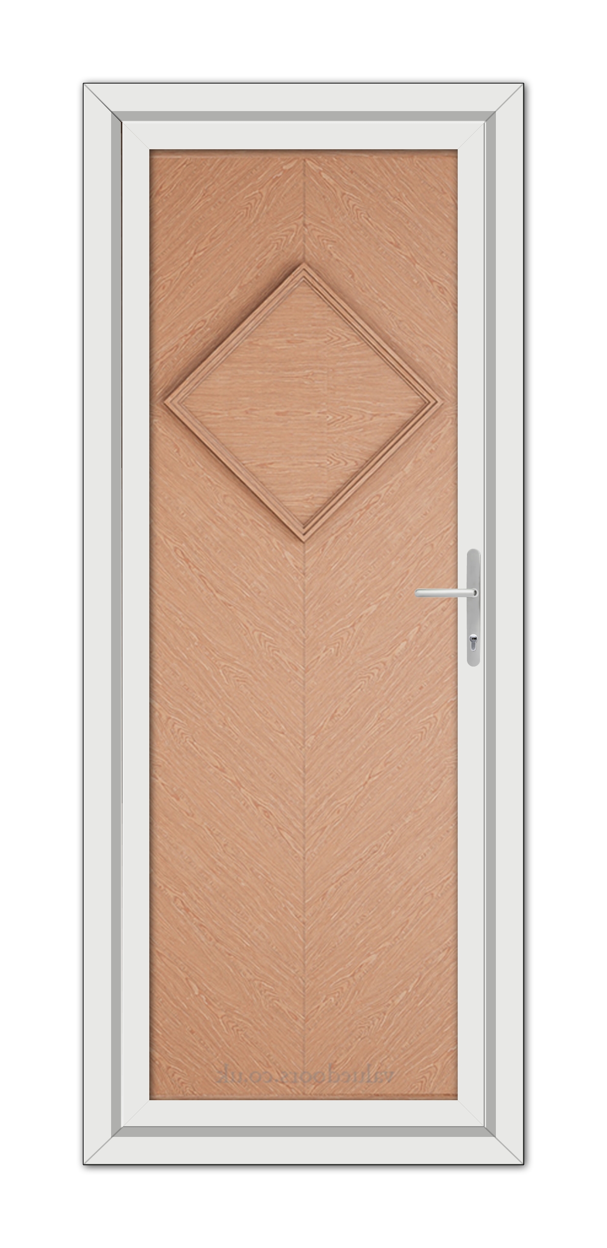 A close-up of a Irish Oak Hamburg Solid uPVC Door.