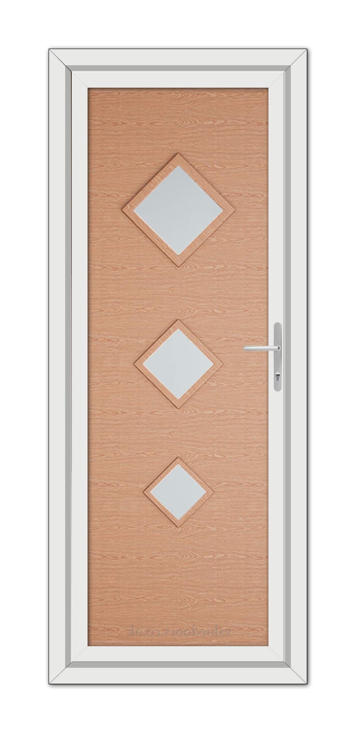 A Irish Oak Modern 5123 uPVC Door with a white frame.