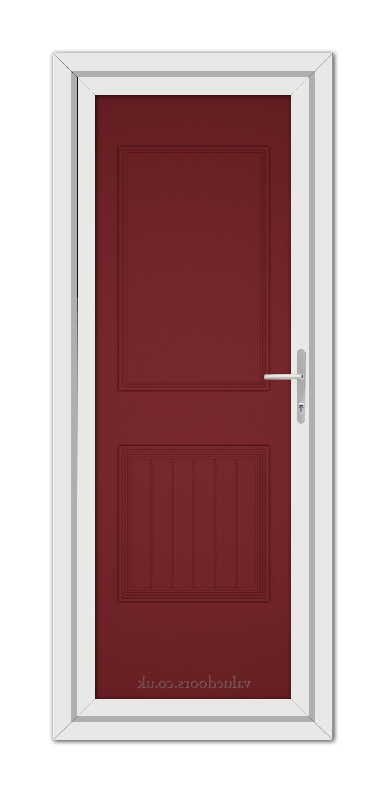 A Red Alnwick One Solid uPVC Door with white trim.