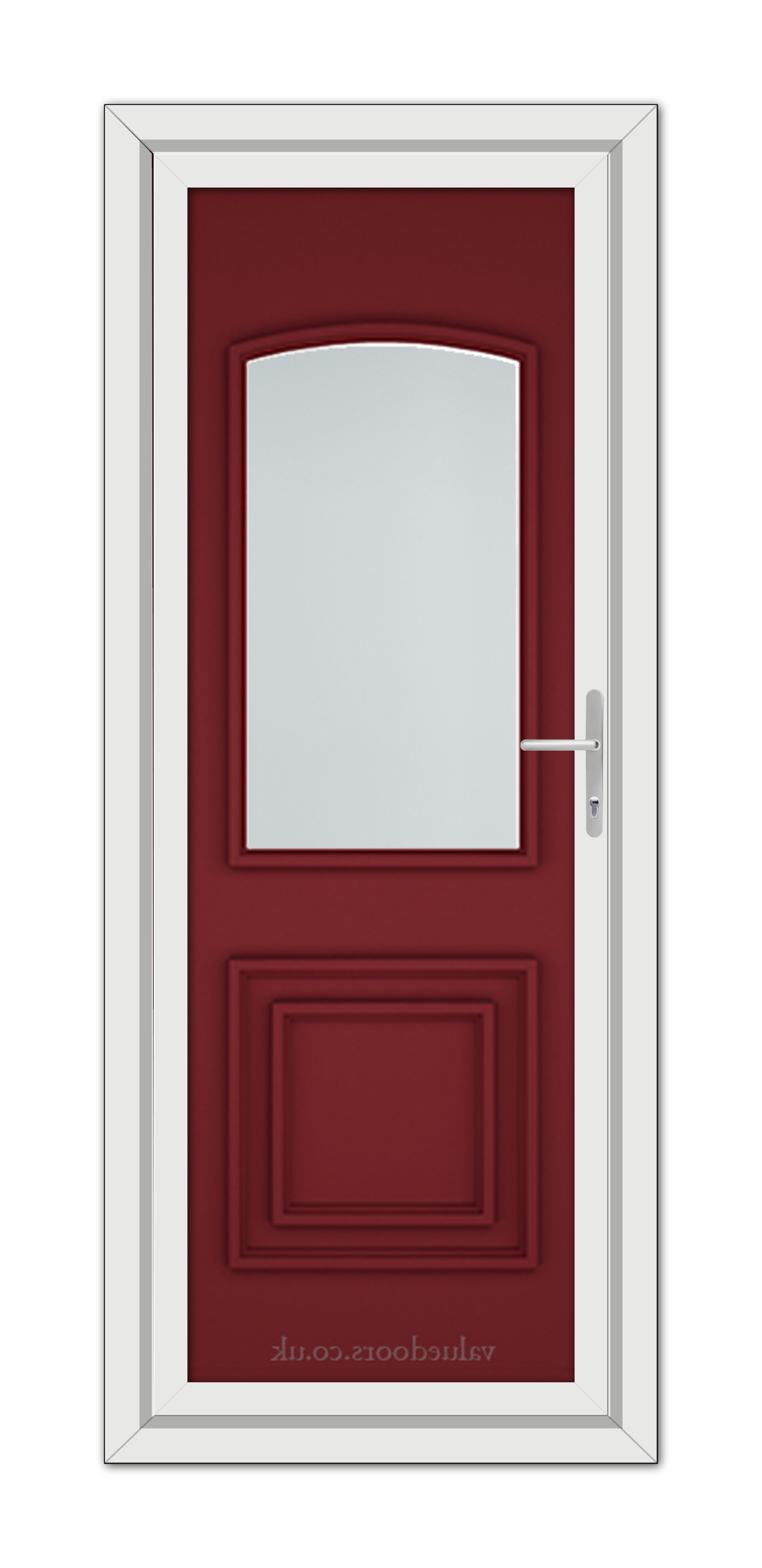 A Red Balmoral Classic uPVC Door with a glass panel.