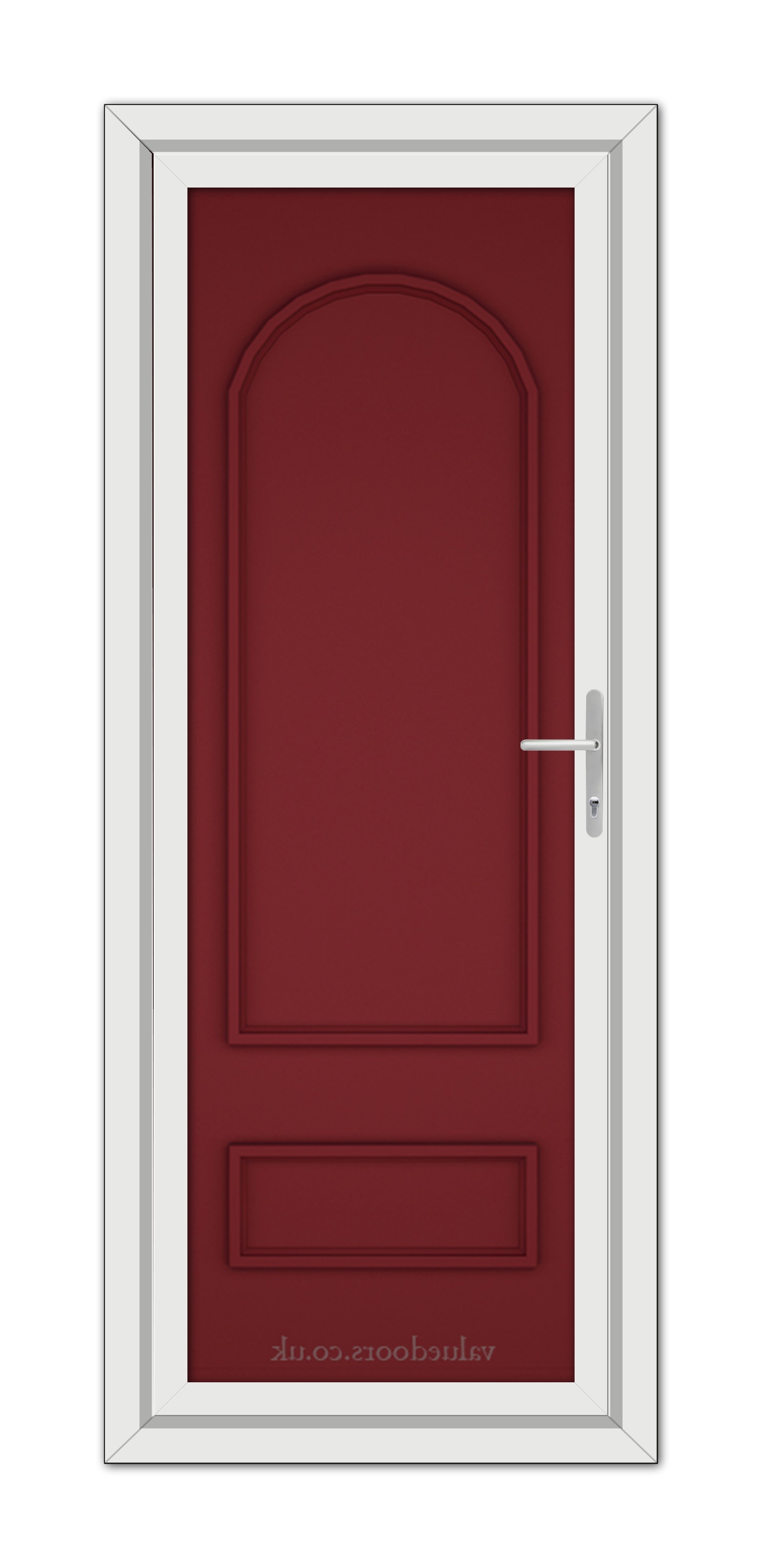 A Red Canterbury Solid uPVC Door with white trim.