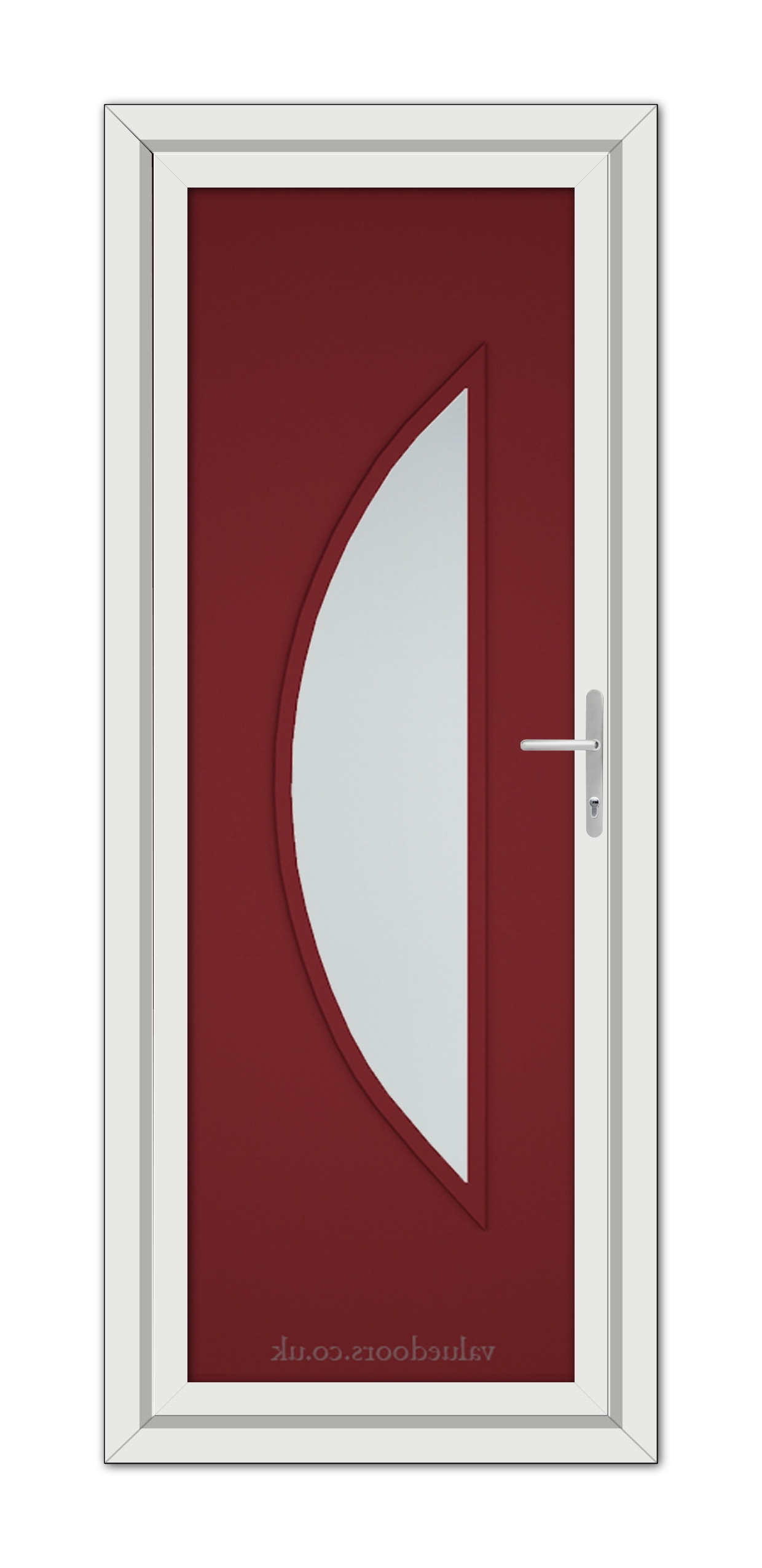 A Red Modern 5051 uPVC Door with a white frame.