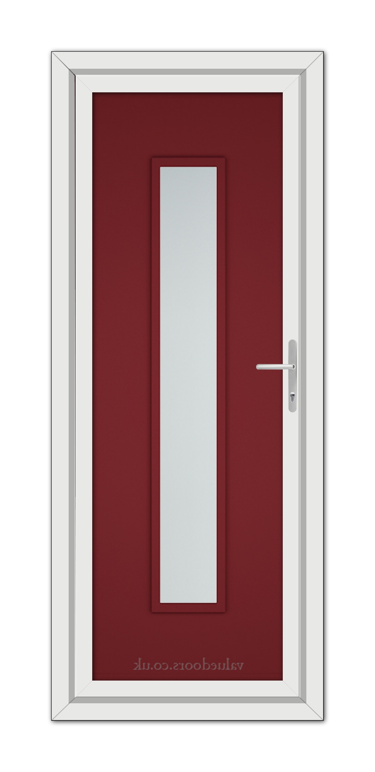 A Red Modern 5101 uPVC door with a white frame.