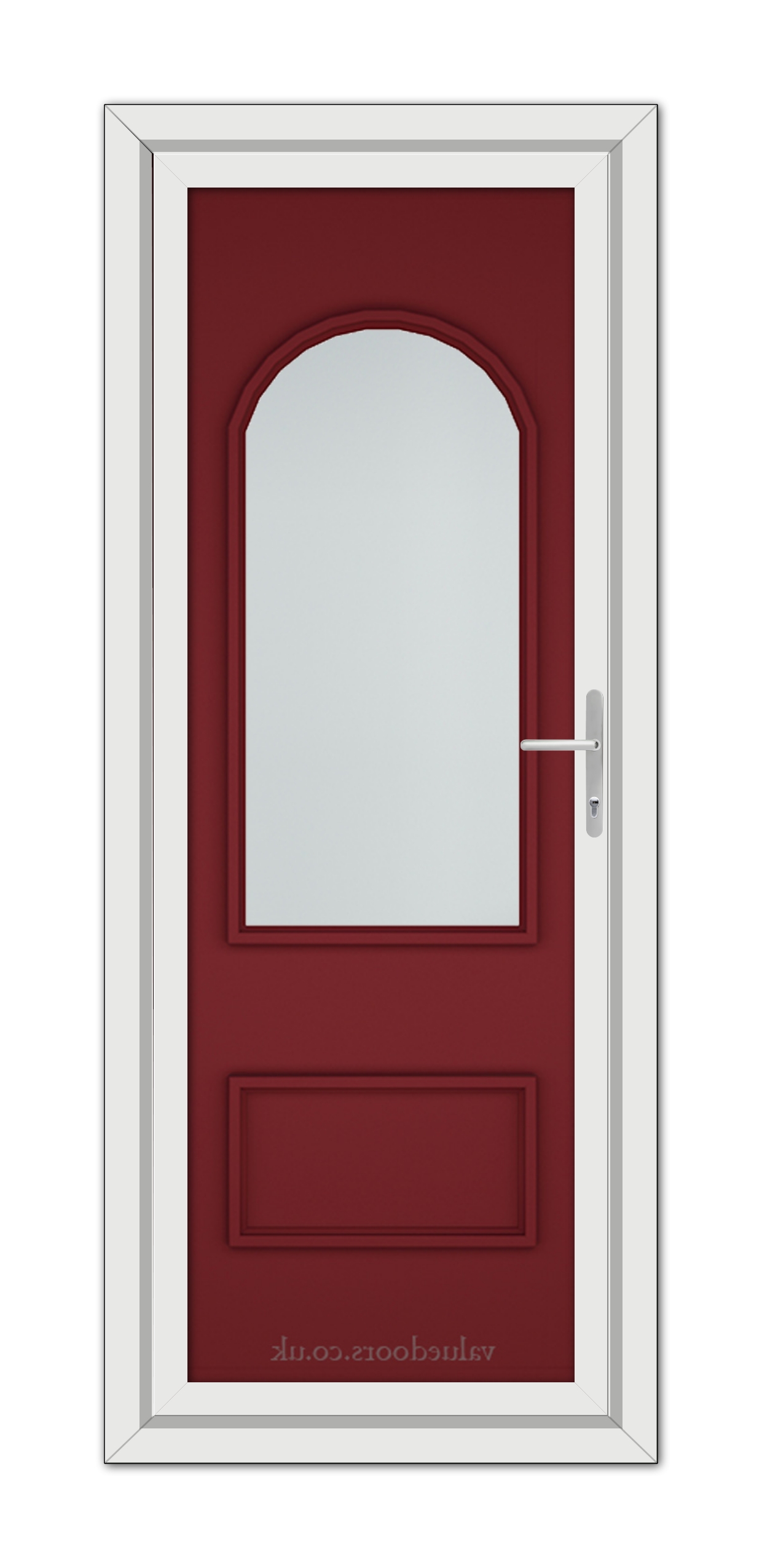 Red Rockingham uPVC Door with a white frame.