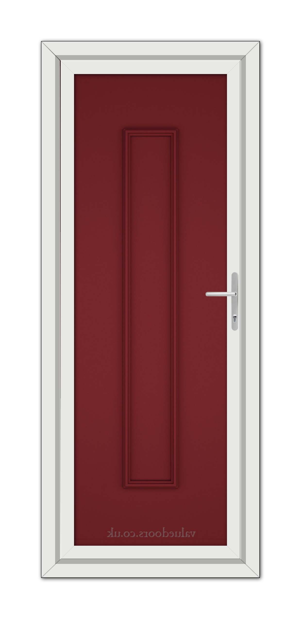 Red Rome Solid uPVC door with white trim.
