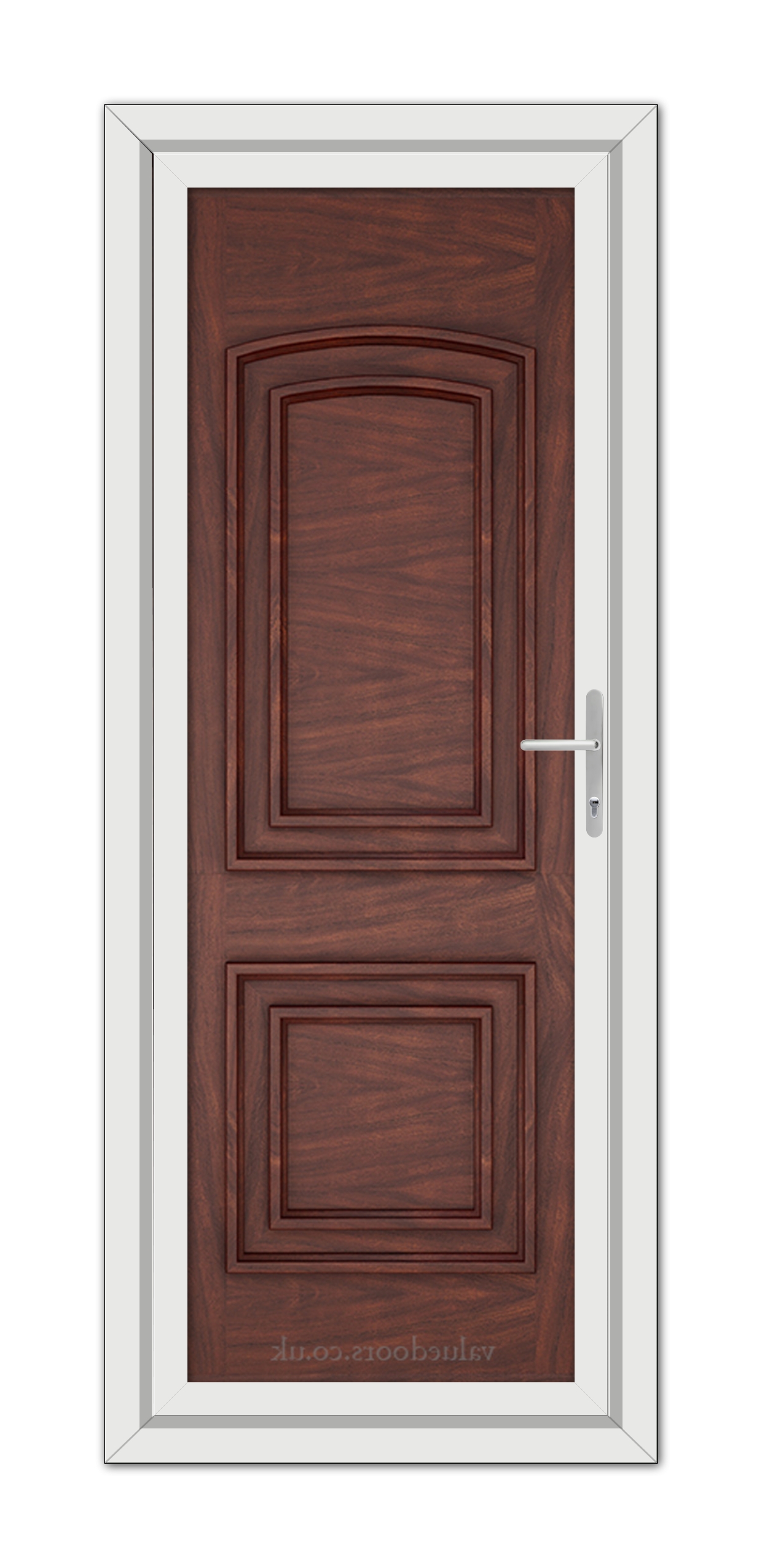A close-up of a Rosewood Balmoral Solid uPVC Door.