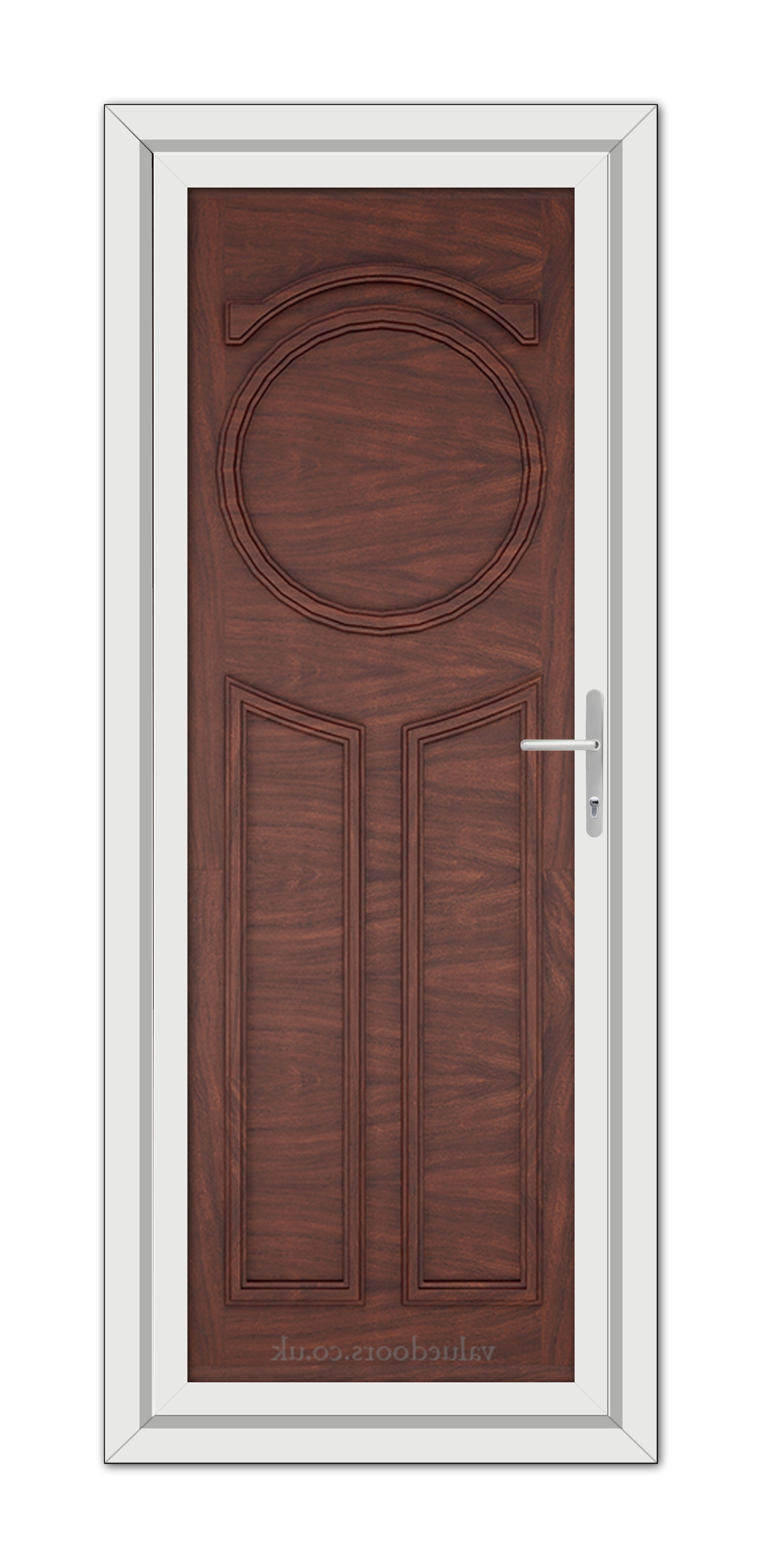 A close-up of a Rosewood Blenheim Solid uPVC Door.