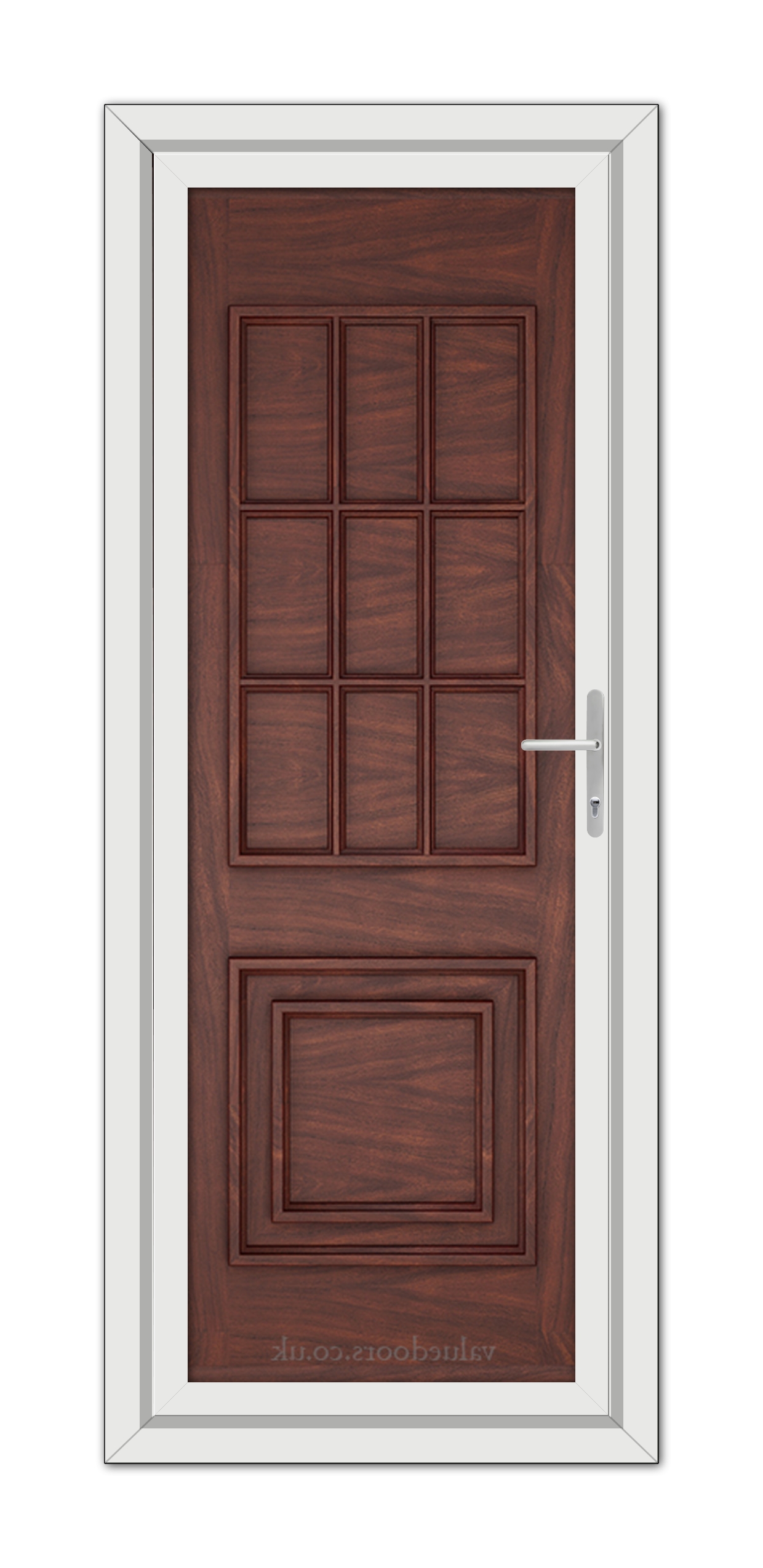 A close-up of a Rosewood Cambridge One Solid uPVC Door.