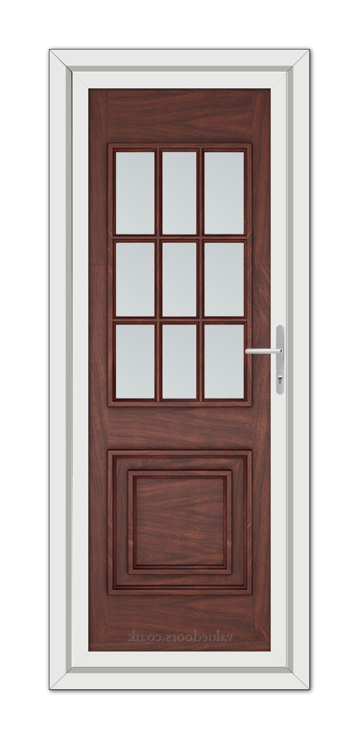 A close-up of a Rosewood Cambridge One uPVC Door.