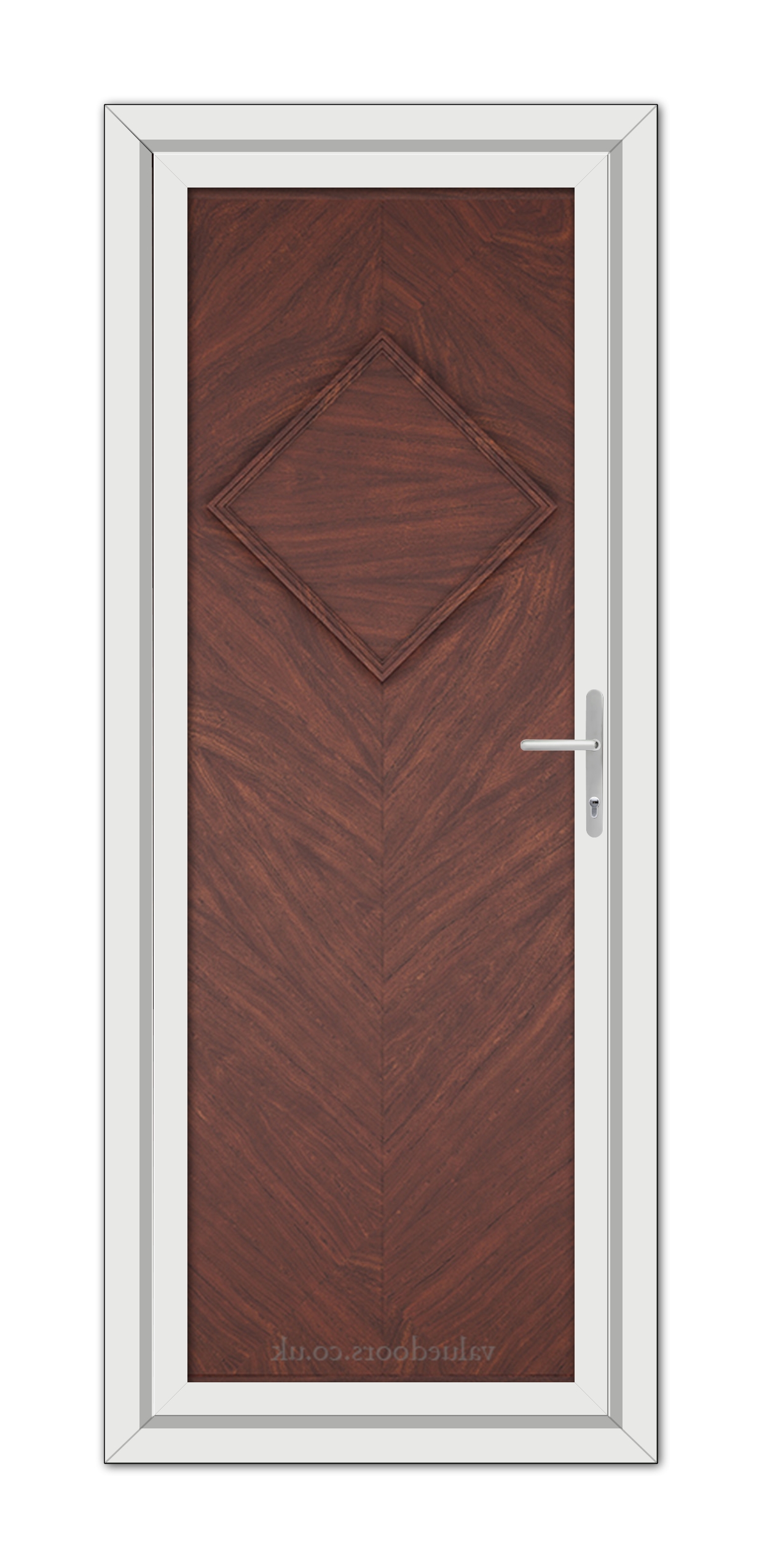 A close-up of a Rosewood Hamburg Solid uPVC Door.