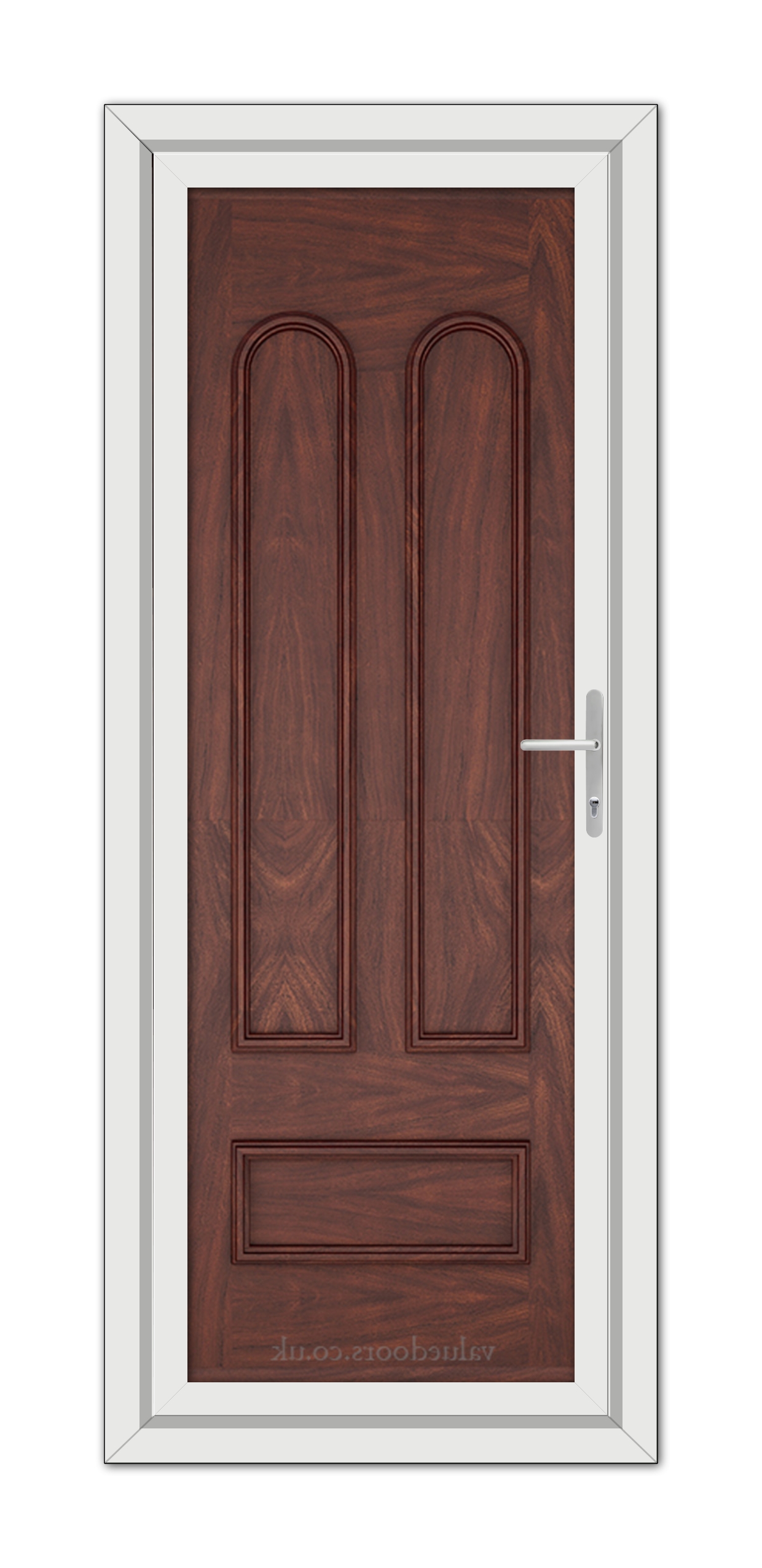 A close-up of a Rosewood Madrid Solid uPVC Door.